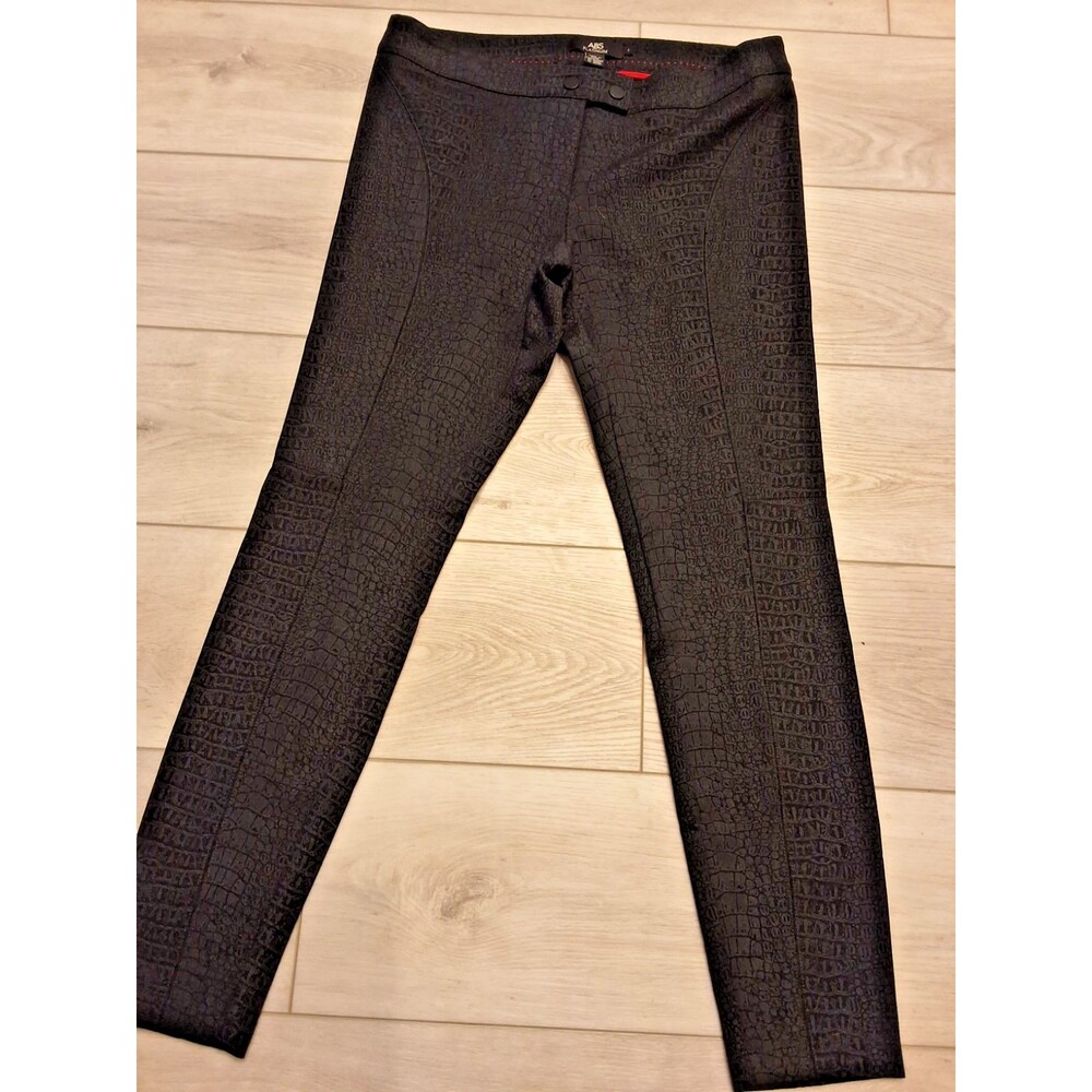 ABS Platinum Skinny Snake Pattern Ankle Pants Size 6 Zip Up And Snap Front